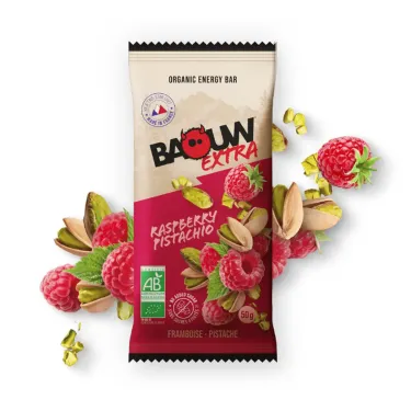 Baouw Extra økologisk energibar - Hindbær, pistacie